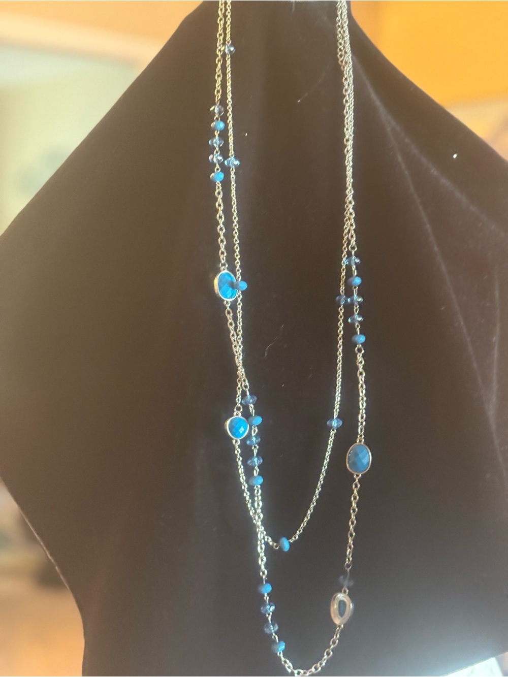 Delicate Blue Beaded Layered Necklace - Women Jewelry